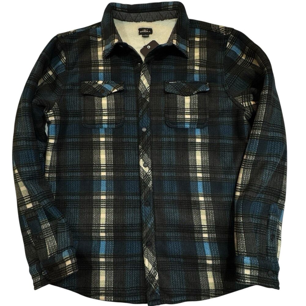 O’Neill Sherpa Lined Flannel Shirt Jacket Men’s L Plaid NWT
